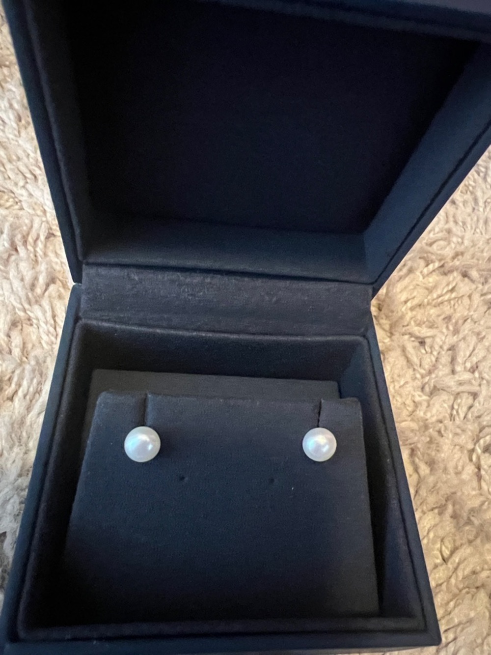 Classic Genuine White Pearl Stud Earrings  10k gold